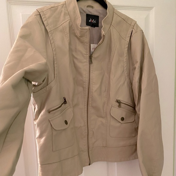 Moto Cream Faux Soft Leather Zipper Crop Jacket XL - Picture 3 of 12